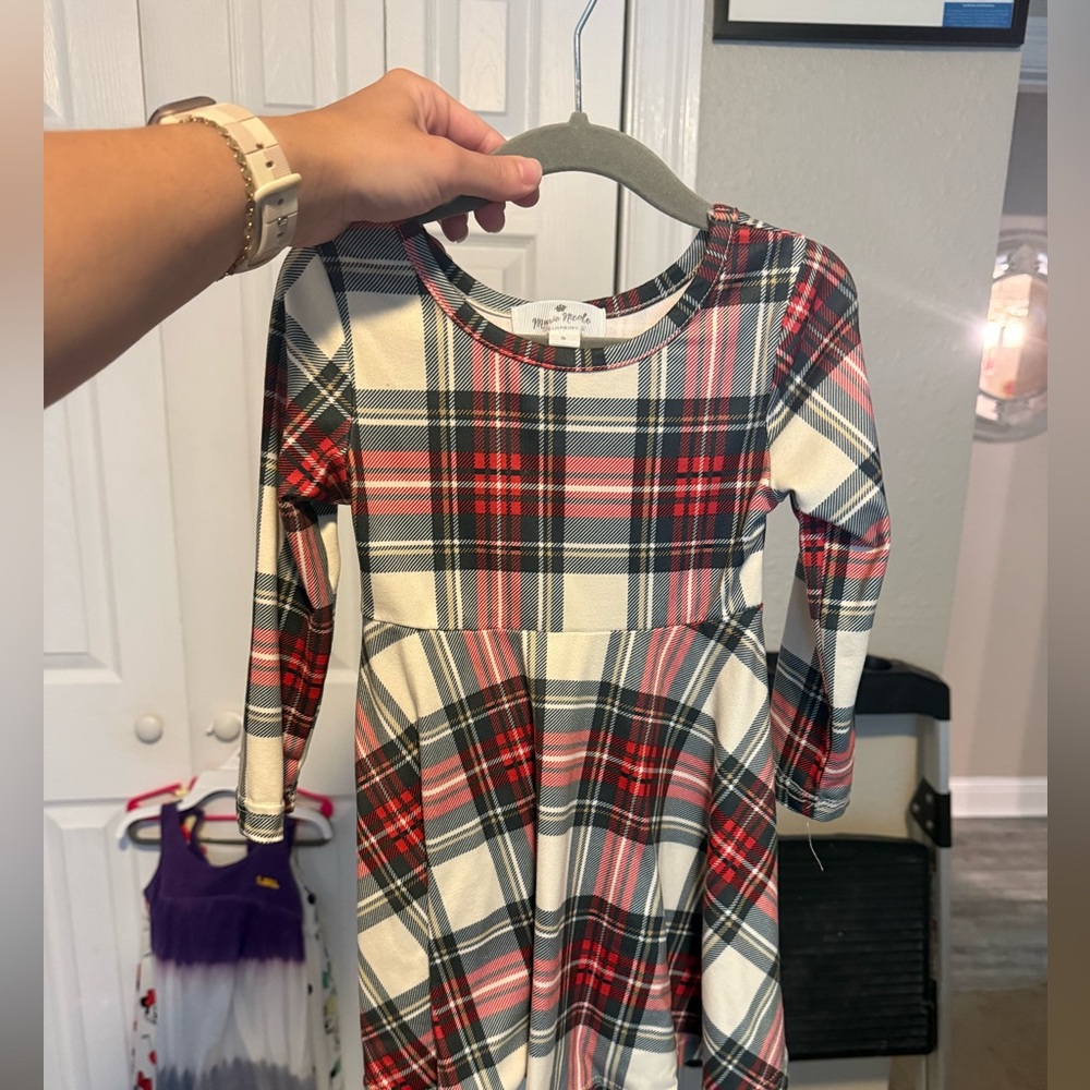 Christmas Plaid Long Sleeve toddler Dress